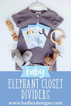 baby elephant closet dividers with text overlay that says baby elephant closet dividers