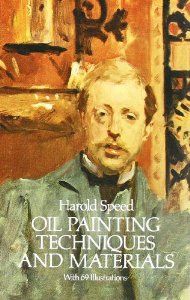 the book cover for oil painting techniques and materials with 20 illustrations by harold speed, featuring an image of a man's face