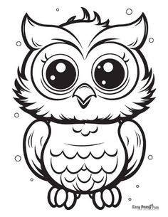 an owl with big eyes sitting on top of a tree branch coloring pages, coloring sheets,