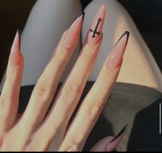 Cross Nail Designs, Cross Nail Art, Kylie Nails, Black Coffin Nails, Black Acrylic Nails, Long Acrylic Nail Designs, Winter Nails Acrylic