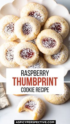 raspberry thumbprint cookie recipe on a plate