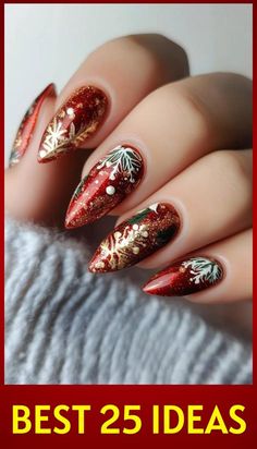 #nails #nailart #nailsofinstagram #manicure #gelnails #nailsoftheday #nailsart #nail #beauty #naildesign #nailsnailsnails #nailtech #nailsdesign #acrylicnails #nailsonfleek #nailstagram #naildesigns #nailartist #u #instanails #nailinspo #nailstyle #nailpolish #gelpolish #inspire #nailswag #nailsalon #love #longnails #unhas Almond Nails Elegant, Elegant Holiday Nails, Christmas Almond Nails, Almond Manicure, Winter Nail Design, Disney Christmas Nails, Festive Holiday Nails, Almond Nail Designs, Christmas Glam