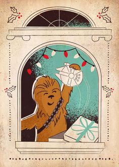 a star wars poster with chew - o - lite holding a paper airplane