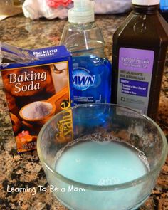 ingredients for baking soda sitting on a counter top