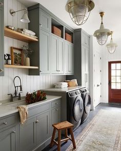 a washer and dryer sitting in a kitchen