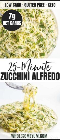 zucchini alfredo is an easy and delicious side dish that can be made in less than 20 minutes