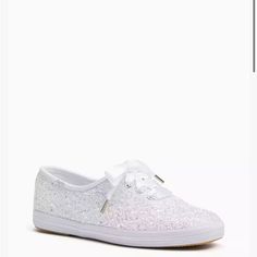 Kate Spade Keds Sneaker - Cream/Glitter. New With Box! Wedding Tennis Shoes, Kate Spade Wedding Shoes, Kate Spade Sneakers, Glitter Wedding Shoes, Kate Spade Wedding, Sparkly Wedding Shoes, White Keds, Country Shoes, Kate Spade Keds