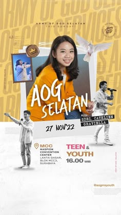 an advertisement for the upcoming show, ago selan