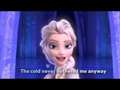 an animated image of a frozen princess with blue eyes and blonde hair, smiling at the camera