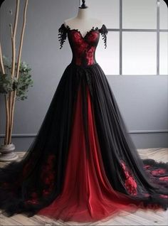 Elegant Red Tulle Gown, Red Fitted Gown For Debutante Ball, Fitted Red Gown For Debutante Ball, Halloween Prom Tulle Dress, Formal Red Tulle Ball Gown, Red Tulle Ball Gown For Formal Occasions, Red Tulle Ball Gown For Formal Events, Red Fitted Tulle Evening Dress, Red Tulle Evening Dress With Sweetheart Neckline