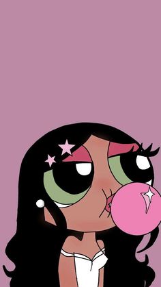 a cartoon girl blowing bubbles with stars on her nose