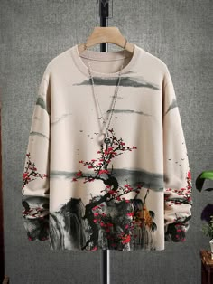 Cute Sweaters Men, Casual Alt Mens Fashion, Men Clothes Design, Mens Hoodie Fashion, Cute Mens Outfits, Shein Outfits Men, Cheap Men's Tops With Anime Print, Japanese Hoodies Men, Long Sleeve Anime Print Hoodie For Streetwear