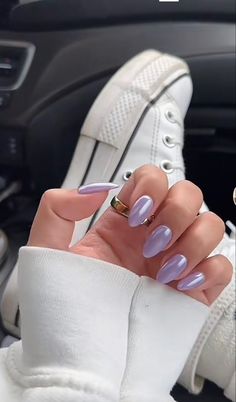 Pastel Nails With Chrome, Lavender Nails Crome, Chrome Nails Pastel, Pastel Purple Chrome Nails, Lavender Chrome Nails Short, Chrome Pastel Nails, Purple Chrome Nails Short, Pastel Nails Purple, Lila Nails Design