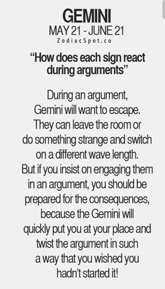 an ad for genmini with the words how does each sign react to during arguments?