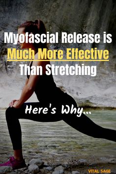 a woman doing yoga poses with the words, myofascial release is much more effective than stretching here's why