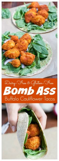 Spicy buffalo cauliflower tacos are one of our favorite easy healthy dinners, my hubby-to-be likes to describe them as “bomb-ass!” It can easily be made vegan by using hot sauce instead of buffalo sauce and it’s naturally vegetarian, gluten-free, and dairy-free. Buffalo Cauliflower Tacos, Cauliflower Tacos, Vegetarian Life, Buffalo Cauliflower, Food Coma, Vegan Keto, Buffalo Sauce, Healthy Dinners, Meatless Monday