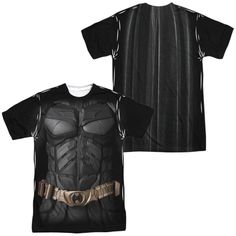 the dark knight batman costume on a black t - shirt