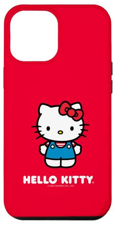 a red hello kitty phone case with an image of the hello kitty character on it