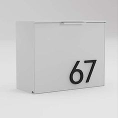 an open white box with the number seventy on it's front and side sides