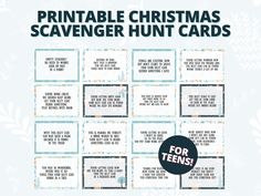 printable christmas scavenger hunt cards for teens