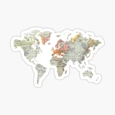 the world map sticker is shown on a white background