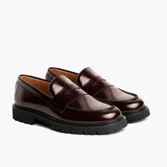 Women's Penny Lug Sole Loafer In Burgundy Leather - Thursday Thursday Boots Women, Impulse Shopping, Oxfords Outfit, Womens Penny Loafers, Thursday Boot Company, Thursday Boots, Interior Shop, Soft Gloves, Winter Capsule