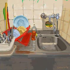 a kitchen sink filled with dirty dishes and utensils