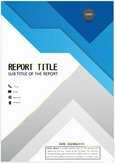 a blue and white report cover