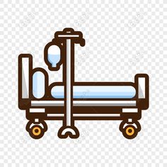 a hospital bed with wheels on the side and an oxygen tube attached to it, transparent background