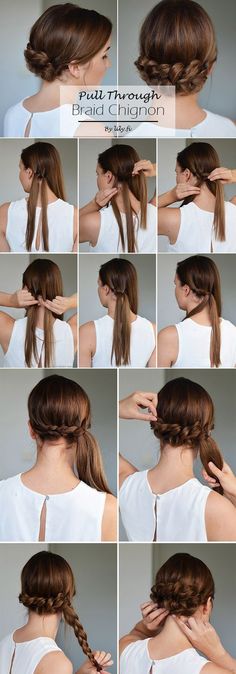 Braided Chignon Tutorial, Chignon Tutorial, Braided Chignon, Braid Hairstyle, Fishtail Braid, Easy Braids, Short Hair Updo