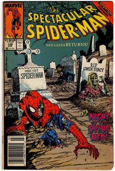 the cover to spectacular spider - man magazine, featuring an image of a dead person