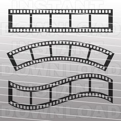 three filmstrips are shown in black and white, with the film strip on each side