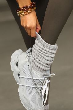 Close up side view of model adjusting the  slouchy salt Scrunch Sock with extra long ribbed cuffs Scrunch Socks Outfit, Scrunch Socks, Slouchy Socks, Los Angeles Streetwear, Pilates Socks, Joah Brown, Stuff I Need, Long Tops, Extra Long