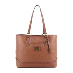 This Frye and Co. women's tote bag combines heritage styling with a contemporary finish. This large bag has a magnetic snap closure, multiple pockets and interior compartments to stow your phone and small essentials, plus gold-tone hardware details. Wear it to work or weekend outings.Features: PocketClosure Type: Magnetic SnapPockets: 1 Inside Zip Pocket, 2 Inside Cell Phone Pockets, 1 Front Slip PocketMetal Color: Gold ToneMeasurements: 14.25 Width/Inches, 11.63 Height/Inches, 5.25 Depth/Inches Handbags Tote, Teacher Style, Heritage Fashion, Large Bag, Womens Tote, Work Fashion, Leather Trim, Womens Tote Bags, Handbag Accessories