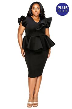 This dynamic scuba dress in white, royal blue, or white commands attention and radiates class with its energetic peplum flare to give any event an opulent flavor. Neoprene Fabric, Scuba Dress, Dresses Royal, Statement Dress, Weekend Wardrobe, Ruffled Sleeves, Plus Size Dress, Chic Dress, Everyday Look