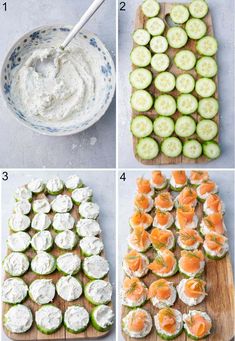 the steps to make cucumber bites with cream cheese