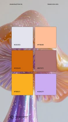 the color scheme for an art project is shown in shades of purple, orange and yellow