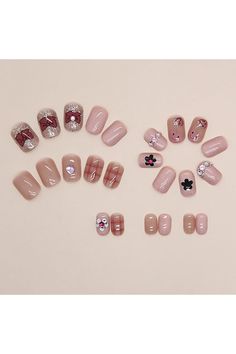 Press on Nails Short Square with Flower Love Heart Rhinestones Design False Nails Artificial Acrylic Coffin Nails Full Cover Reusable Fake Nails Nature Fit Stick on Nails Glue on Nails for Women Acrylic Coffin, Stick On Nails, Nails Short, False Nails, Glue On Nails, Coffin Nails, Fake Nails