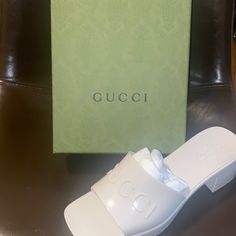 Gucci Mule Size 40 Worn Once White Gucci Mule, Shoes Gucci, Gucci Mules, Gucci Shoes, Mule Clogs, Mules Shoes, Mule, Clogs, Color White