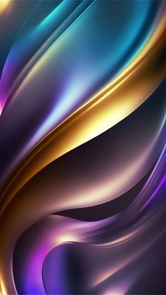 an abstract background with gold, purple and blue curves in the shape of wavy lines