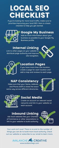 an info sheet with the words local seo checklist on it and several different types of information