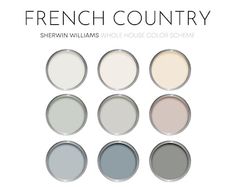 the color scheme for french country is shown in several different colors and sizes, including grays