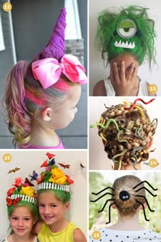 Mermaid Crazy Hair Day, Crazy Hair For Kids, Crazy Hair Day Ideas, Short Hair For Kids, Halloween Fest, Crazy Hats