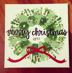 a handprinted christmas card with the words merry christmas