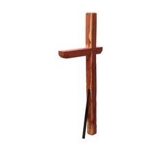 a wooden cross is shown against a white background