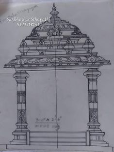 an architectural drawing of a gazebo