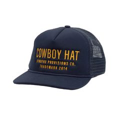 Sendero Provisions Co. Men's "Cowboy Hat" Navy Blue Trucker Cap SPCH12 Cowboy Hat Embroidery, Dude Fits, Mens Cowboy Hats, Mens Hats, Boots Store, Golden Boy, Masculine Style, Hat Embroidery, Hat Man