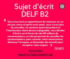 a pink poster with the words'suitet d'ecritt delf b2