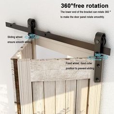 an image of a wooden gate with instructions on how to install the sliding door hardware