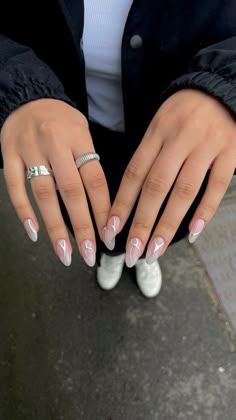 Milky Nails, Nails 2022, Lines On Nails, Her Nails, Almond Acrylic Nails, Silver Nails, Dream Nails